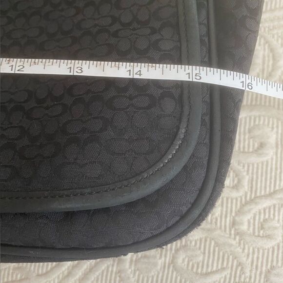 Coach Signature Hudson Commuter Laptop Messenger Bag Black Leather Luggage Tags - Picture 13 of 15